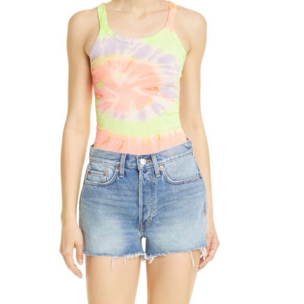 RE/Done Limited Edition Tie Dye Multicolor Hanes Ribbed Tank Top S
